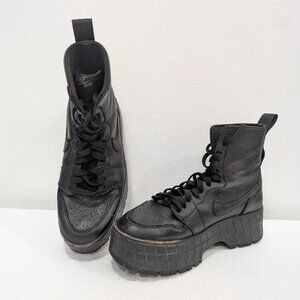 Air Jordan 1 Brooklyn Women's Black Leather Boots - Size 9